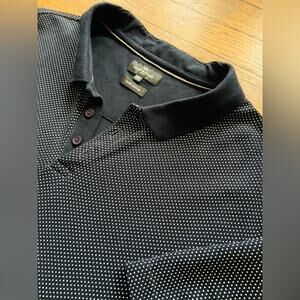 JEFF BANKS London Navy Textured Polka Dotted Polo sz XL